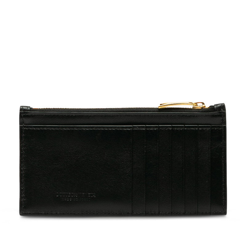 Bottega Veneta Long Zip Pouch Wallet Black Leather Ladies