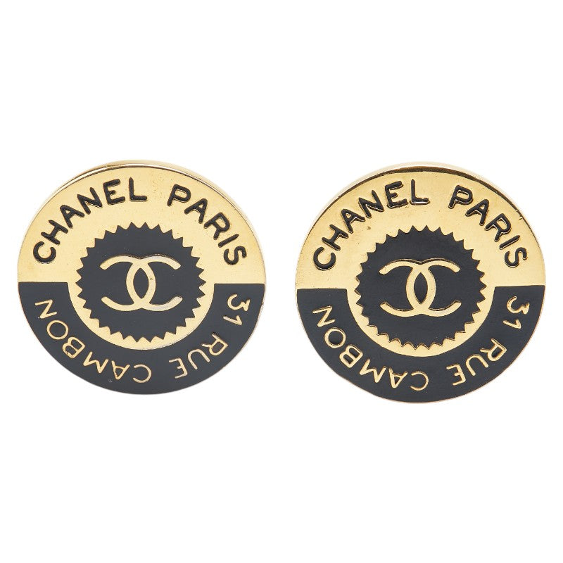 Chanel Coco Mark Cambon Earrings Gold Black