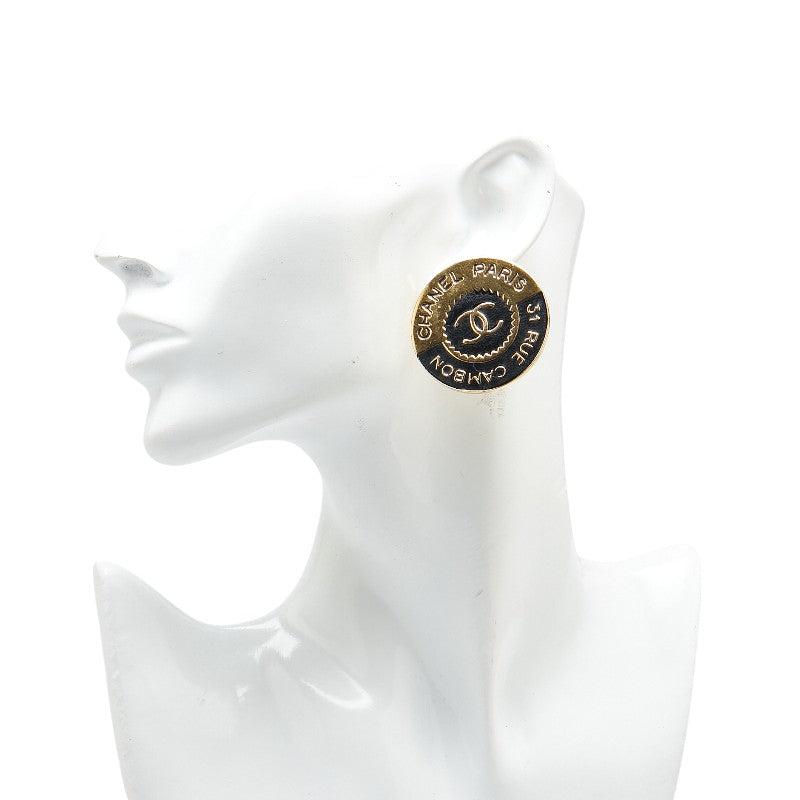 Chanel Coco Mark Cambon Earrings Gold Black