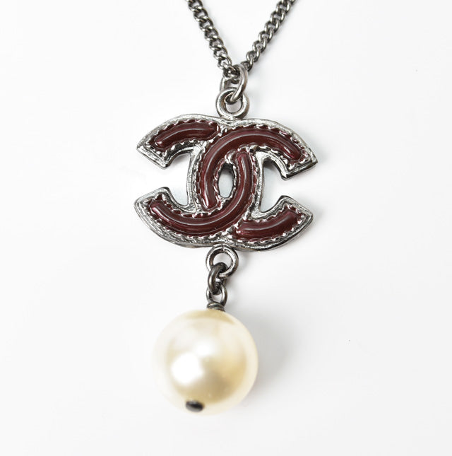 Chanel 2way Necklace/Pendant with Coco Mark and Pearl Motif