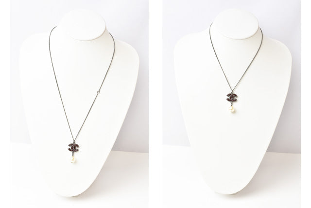 Chanel 2way Necklace/Pendant with Coco Mark and Pearl Motif