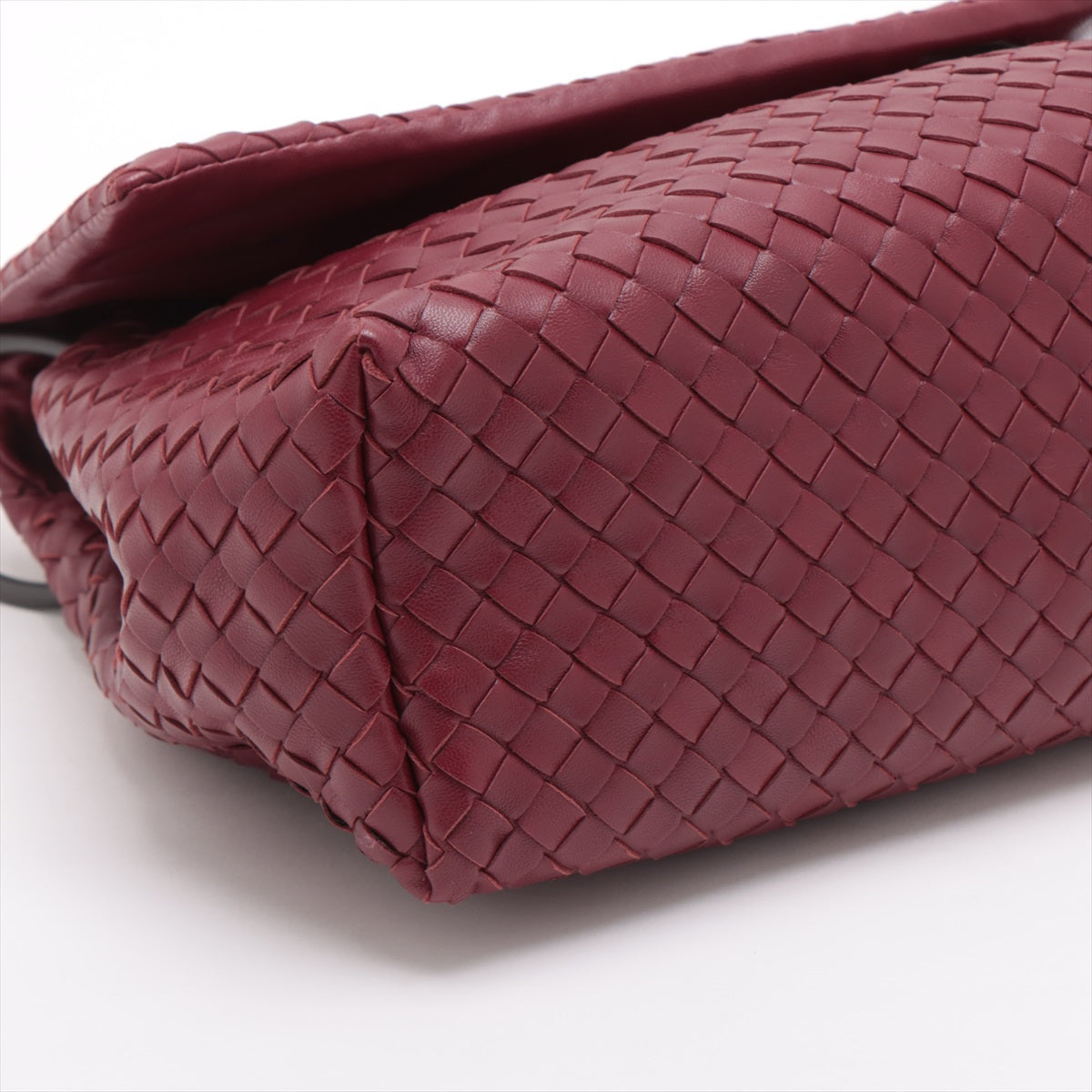 Bottega Veneta Intercharted Leather Shoulder Bag Bordeaux