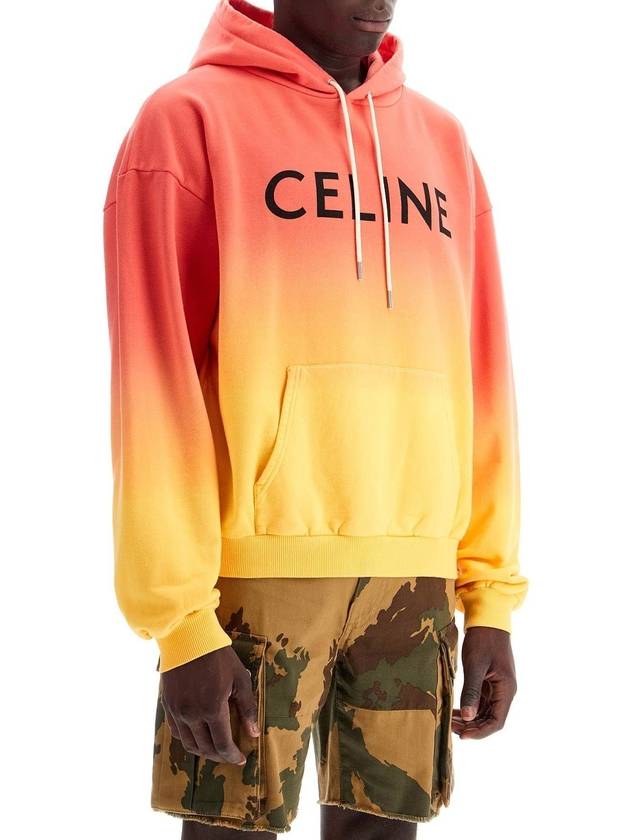 CELINE Logo-Print Cotton Hoodie Sunset