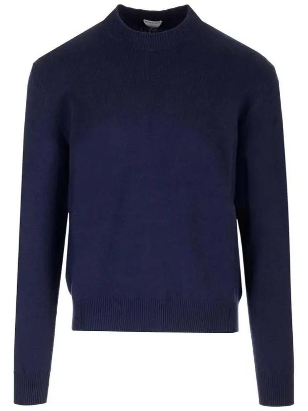 Bottega Veneta Crew Neck Cashmere Knit Top Navy