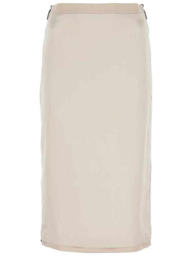 Fendi Women's Backlogo Label Satin Pencil Skirt Pink