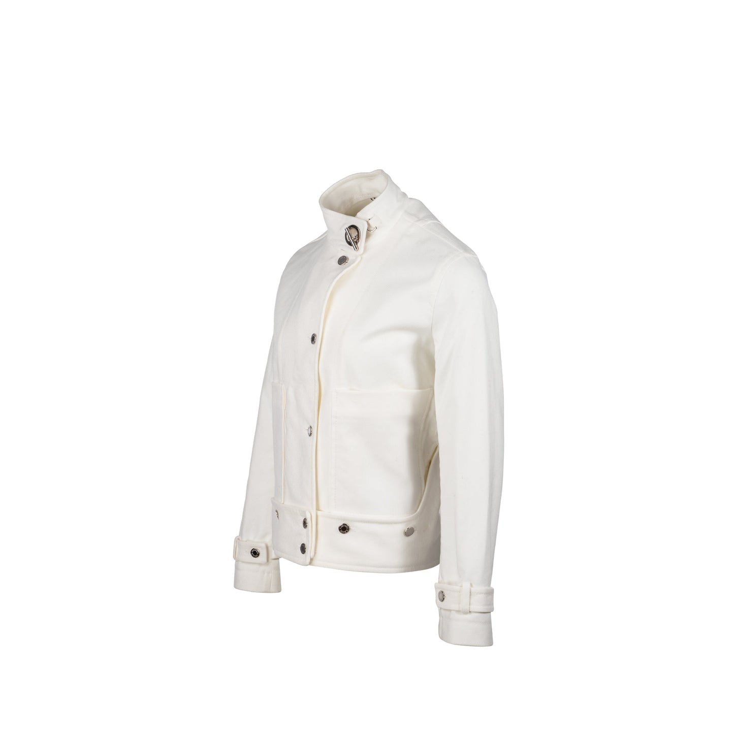 Hermes Size 36 Paletot Detail Chaine D Ancre Jackie Cotton Blanc SHW