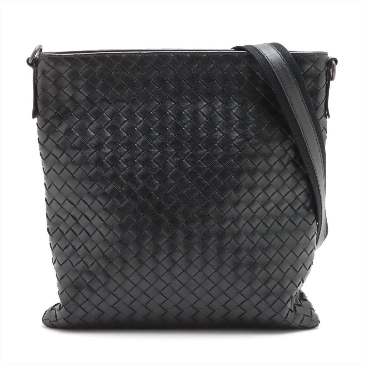 Bottega Veneta Intrecciato Leather Shoulder Bag Black
