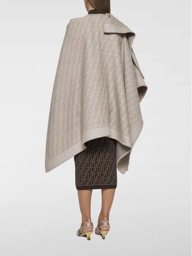 Fendi Wool Cashmere Poncho Beige