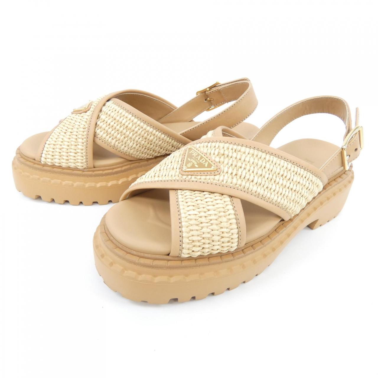 Prada 1X106O Crochet Leather Sandals