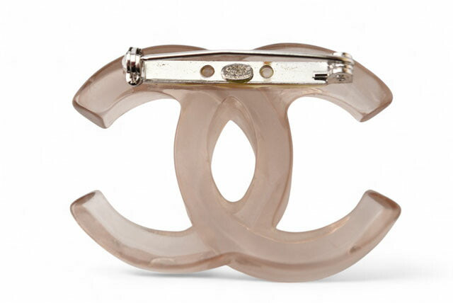 Chanel Brooch CC Logo Clear Pink