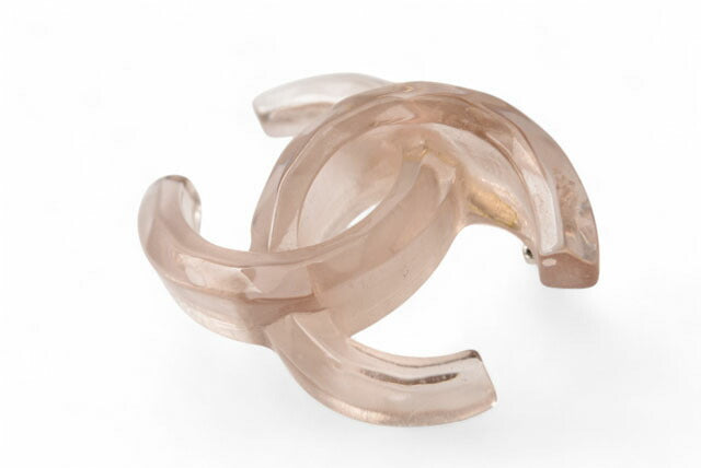 Chanel Brooch CC Logo Clear Pink