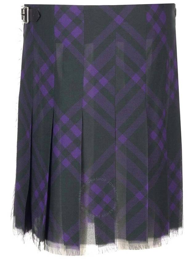 Burberry Check Silk Kilt Pleated A-Line Skirt Royal