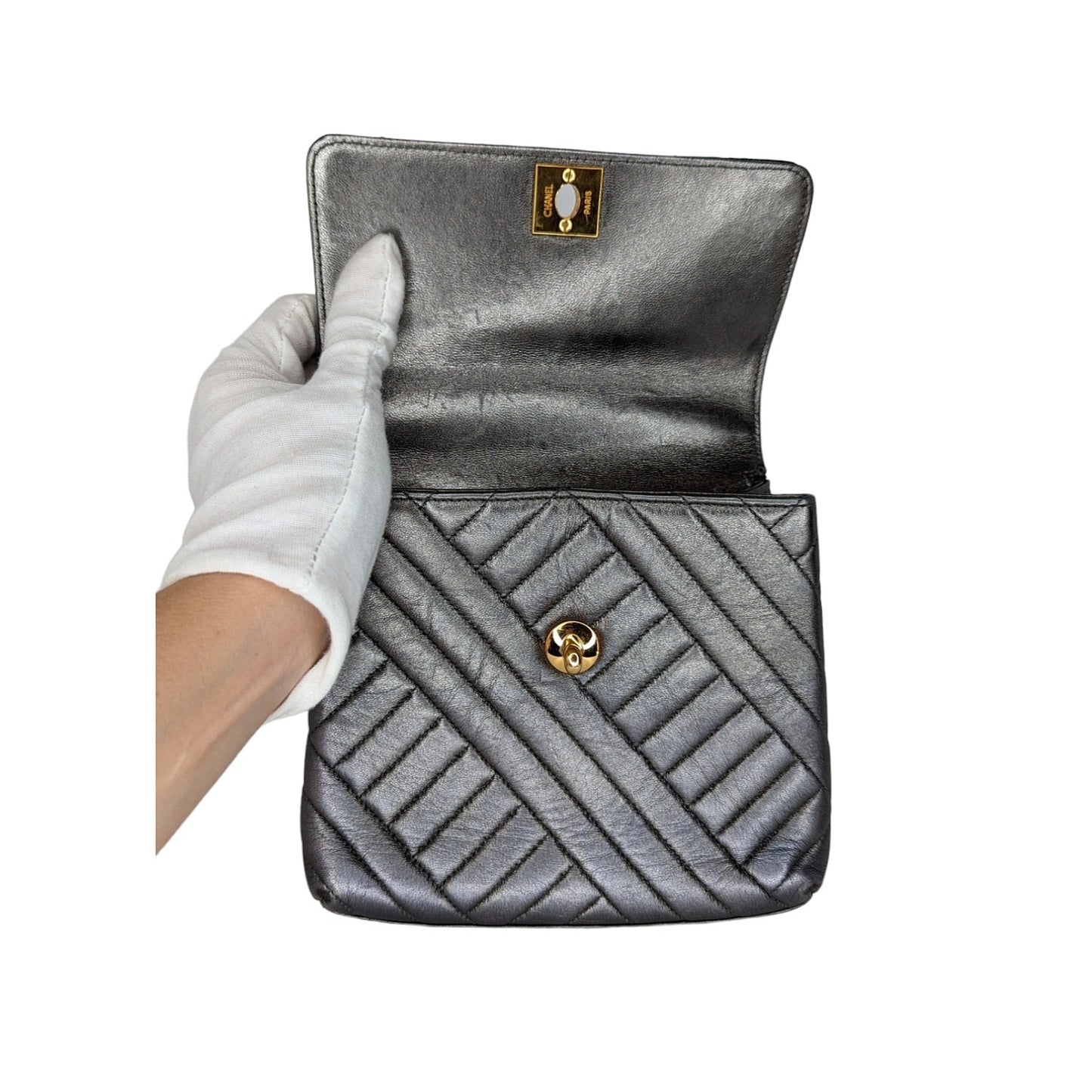 Chanel bag Vintage Chevron Quilted Square Flap Bag
