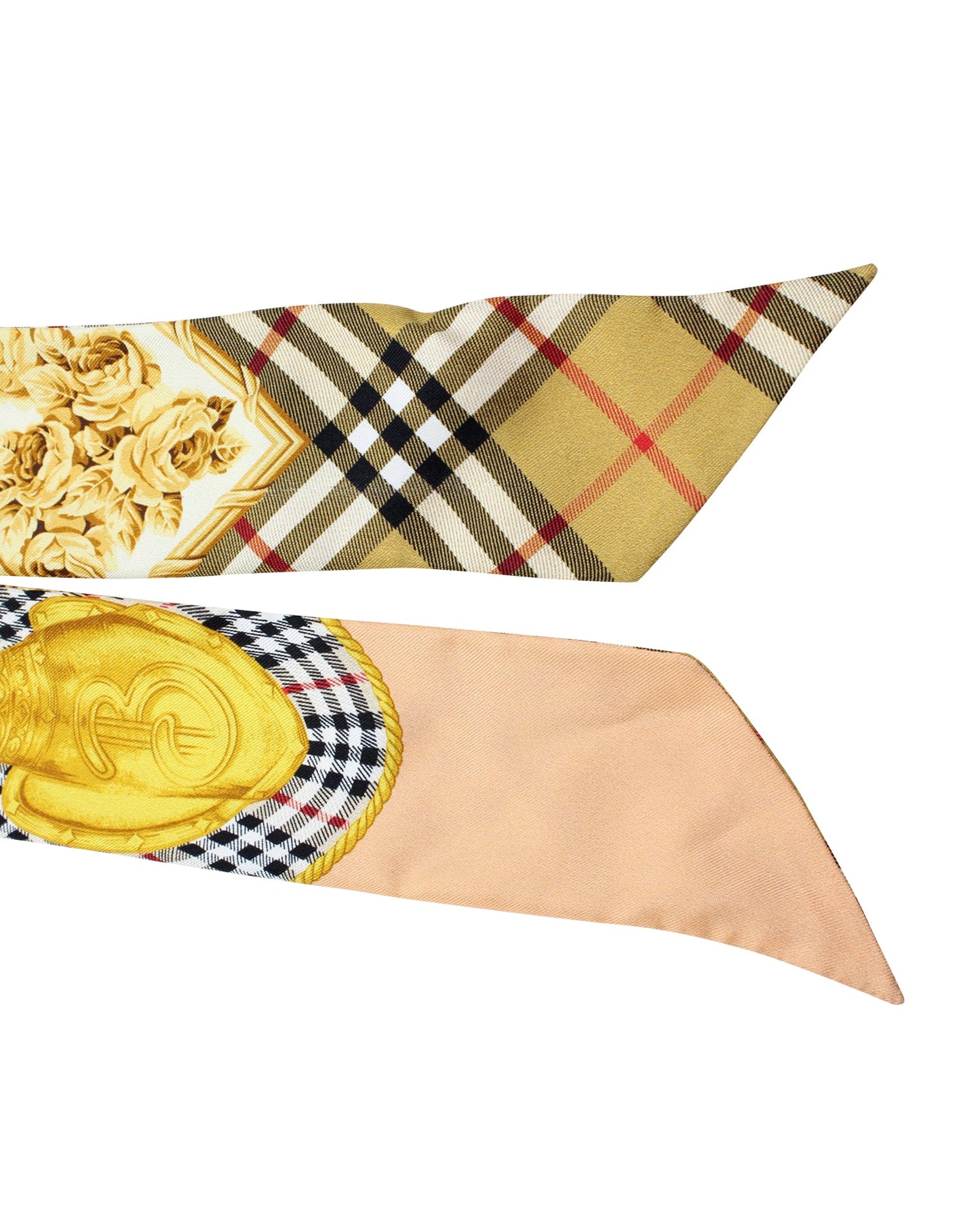 Burberry Check Print Skinny Scarf in Multicolor Silk