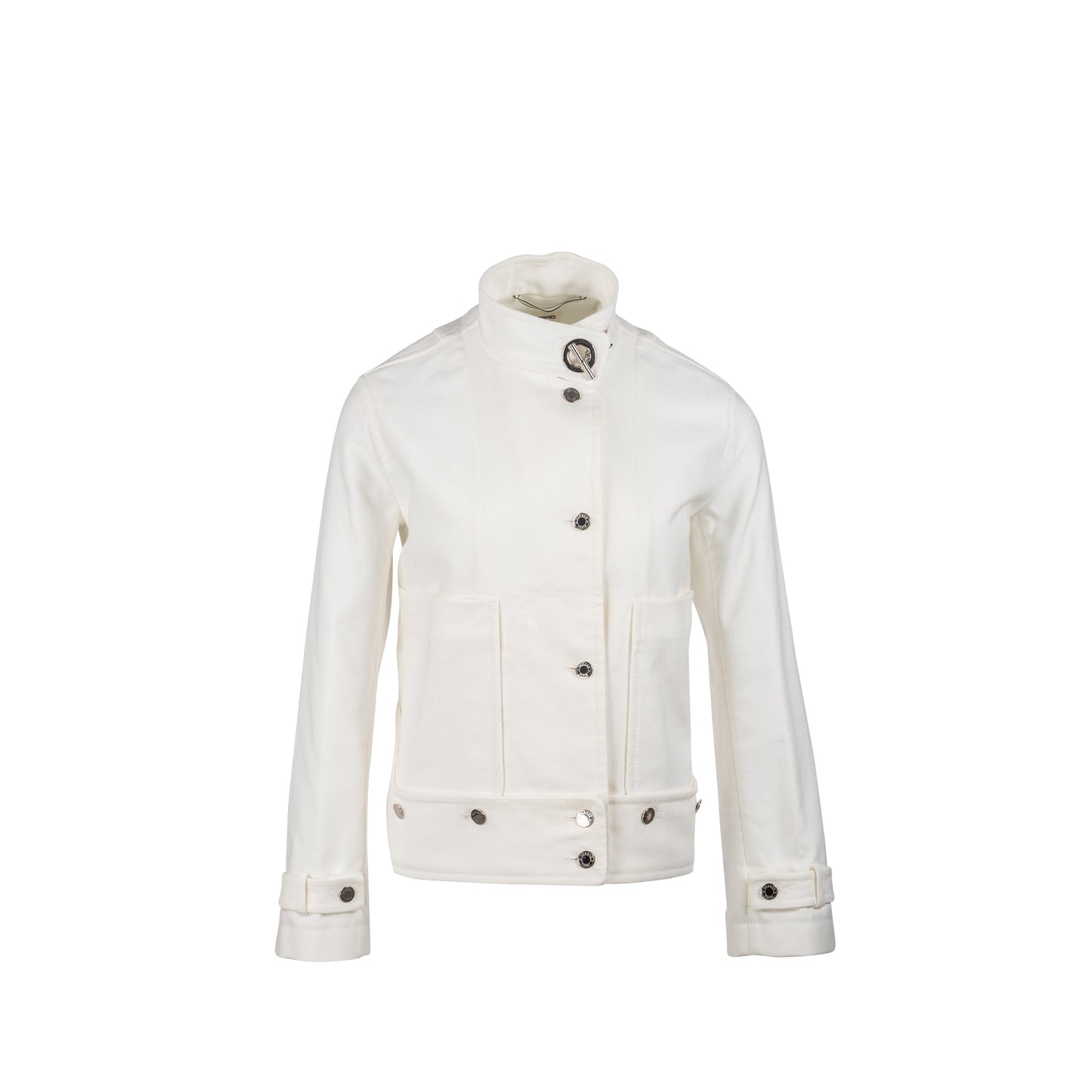 Hermes Size 36 Paletot Detail Chaine D Ancre Jackie Cotton Blanc SHW