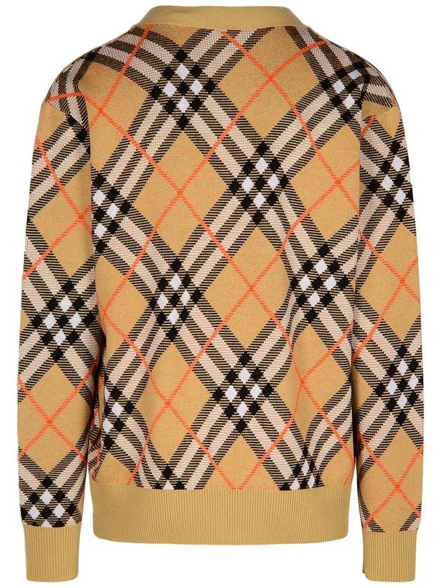 Burberry Check Wool Mohair Blend Cardigan Sand