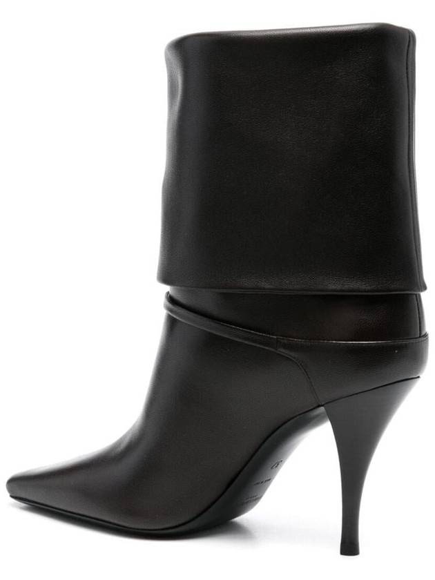 Saint Laurent Niki Leather Ankle Boots Eagle Brown
