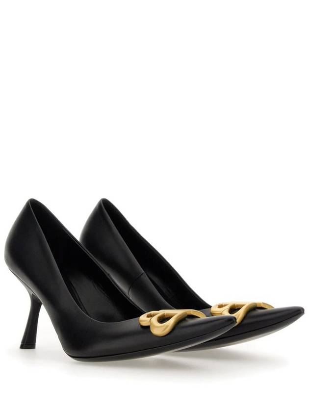 Balenciaga Women's Logo Plaque Pointed toe Heels BLACK