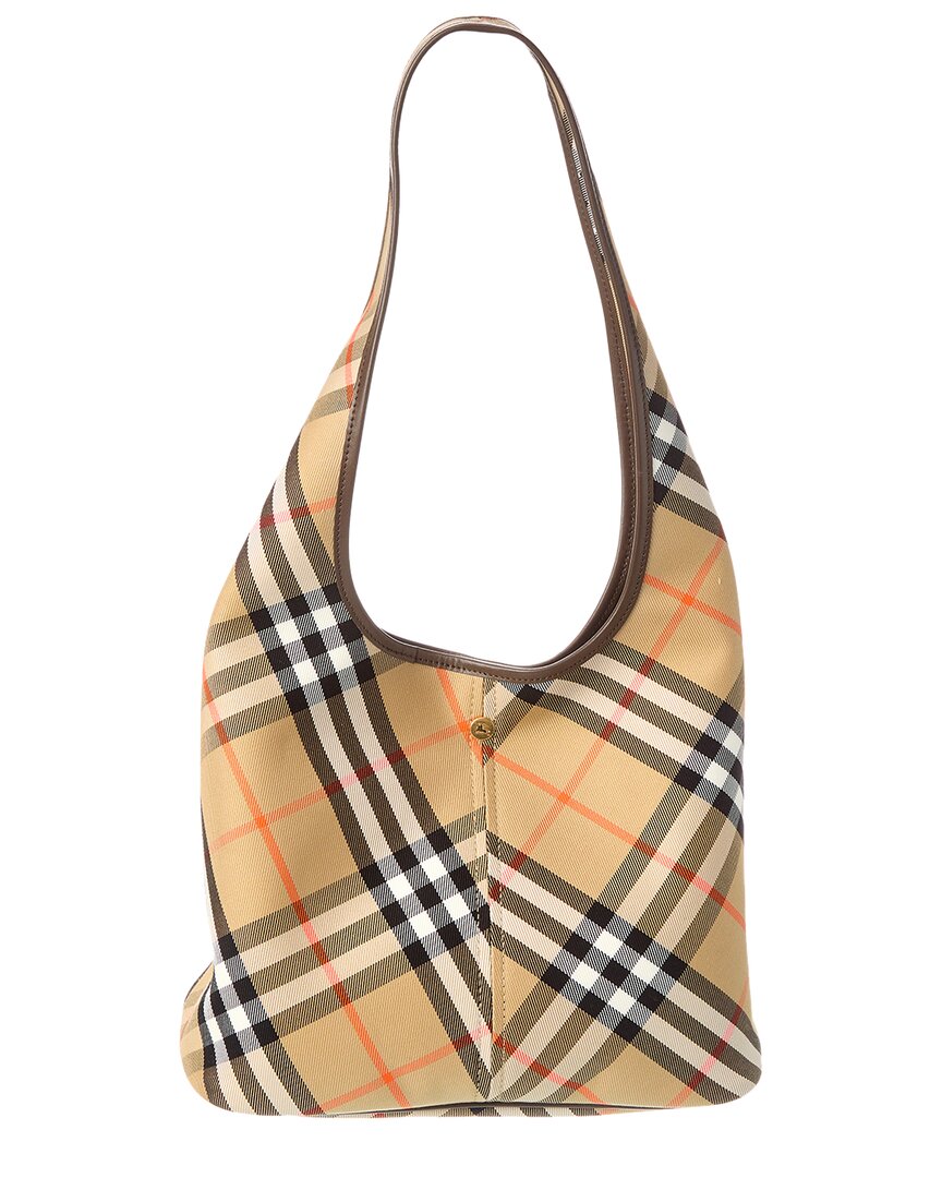 Burberry Check Small Canvas & Leather Hobo Bag