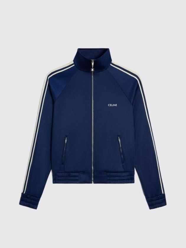 CELINE Logo Print Vintage Double Jersey Track Jacket Navy