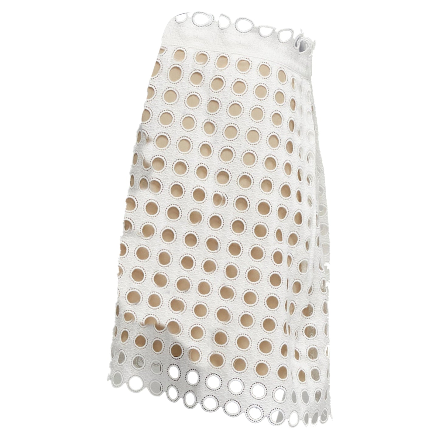 Chloe embroidery anglais eyelet laye silk lined skirt