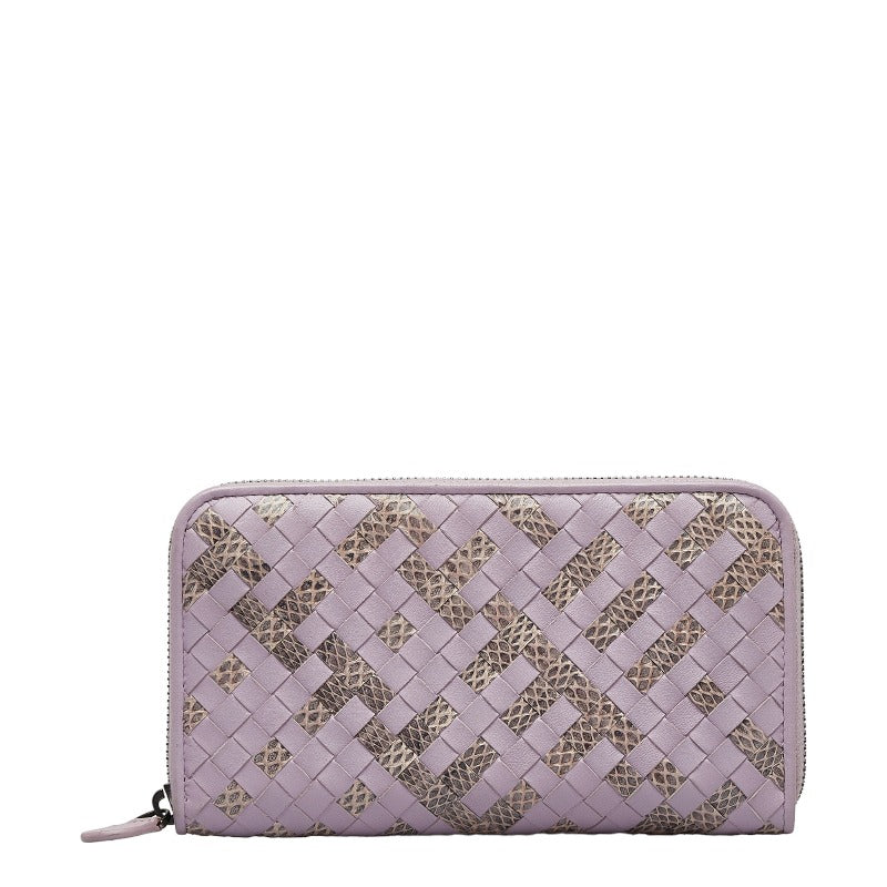 Bottega Veneta Intrecciato Long Wallet in Leather Violet Ladies
