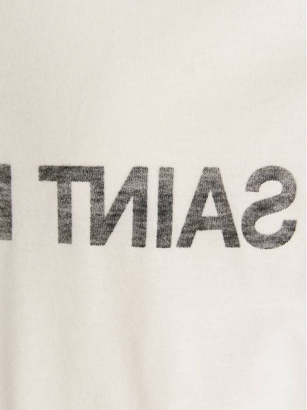 Saint Laurent Reverse Logo Print Cotton Short Sleeve T-Shirt White