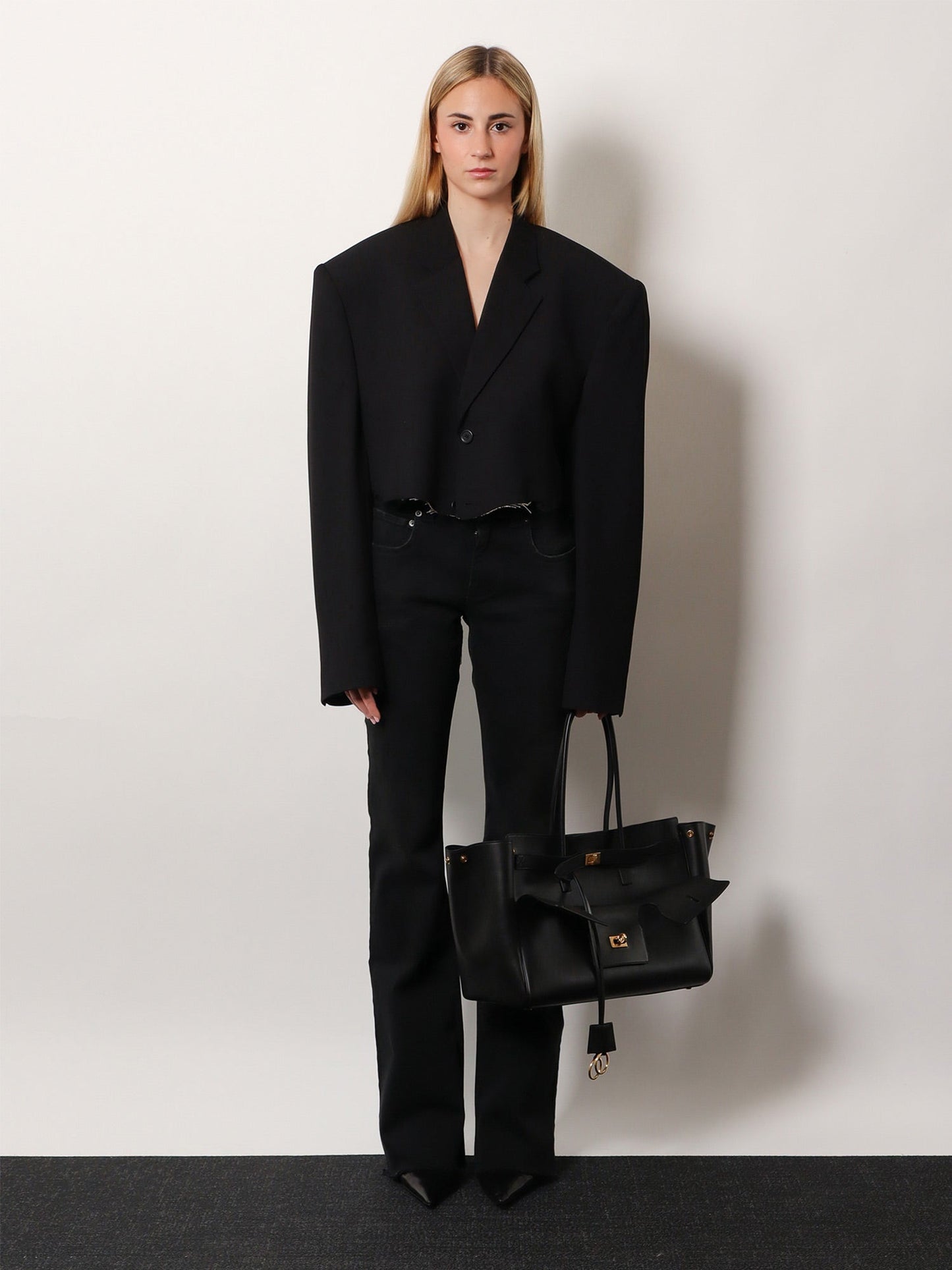 Balenciaga Women Denim Trousers With Frayed Edges