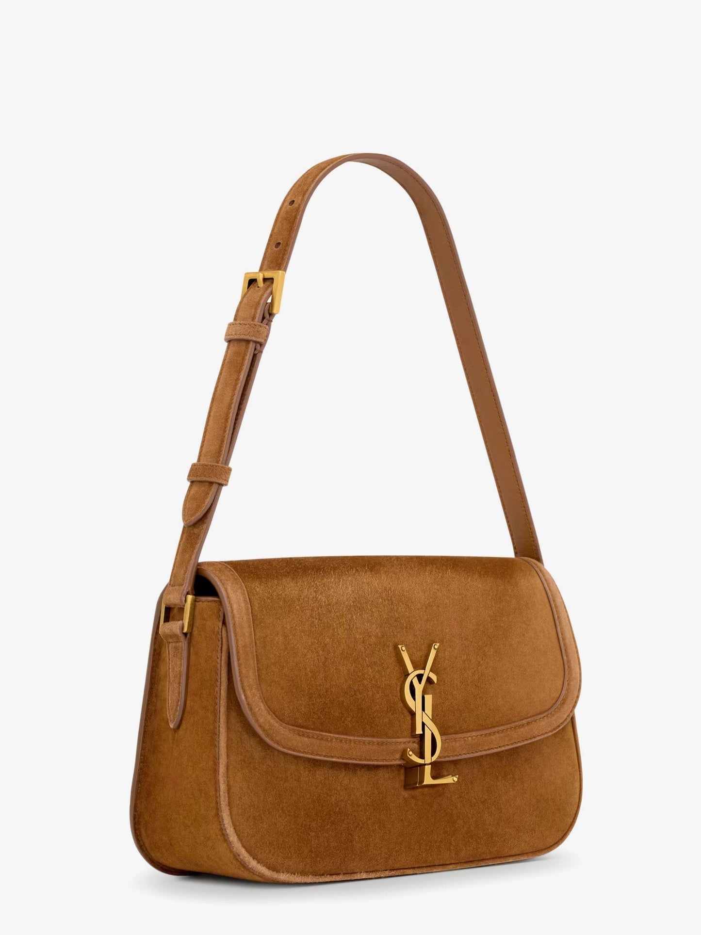 Saint Laurent Women Solferino Medium Suede Shoulder Bag
