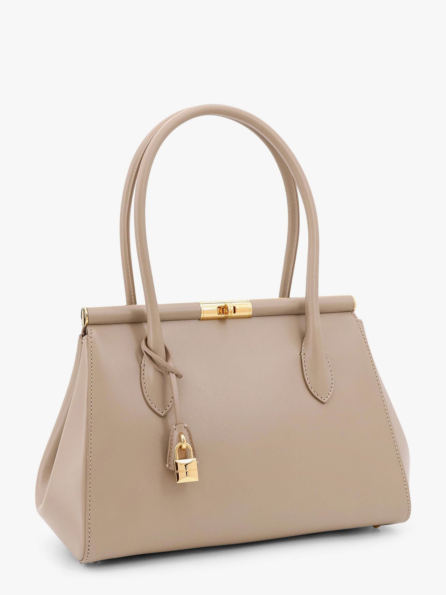 Dolce & Gabbana Women Marlene Leather Handbag With Charm Detail On The Front