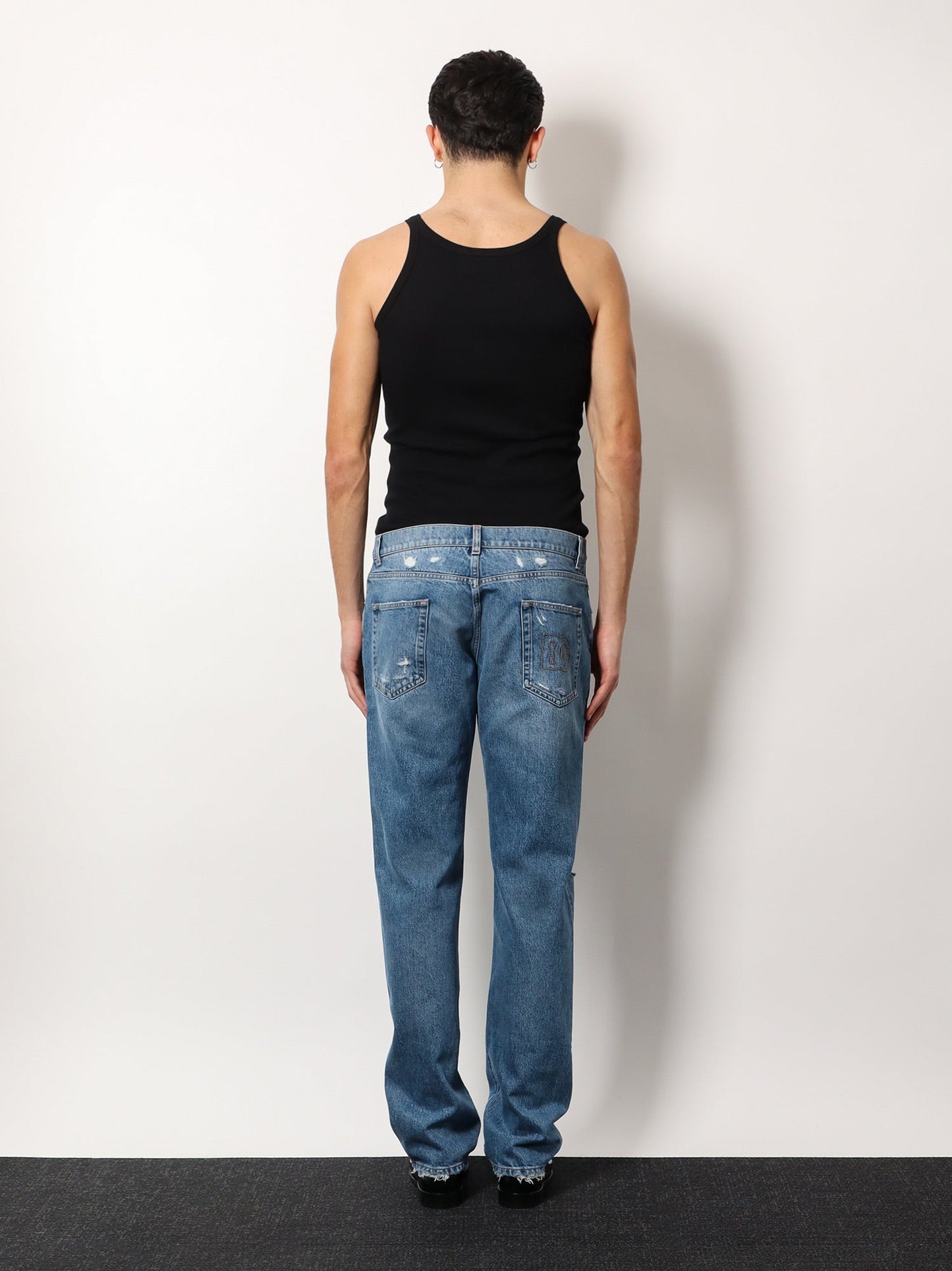 Dolce & Gabbana Men Cotton Jeans With Rippings Detail