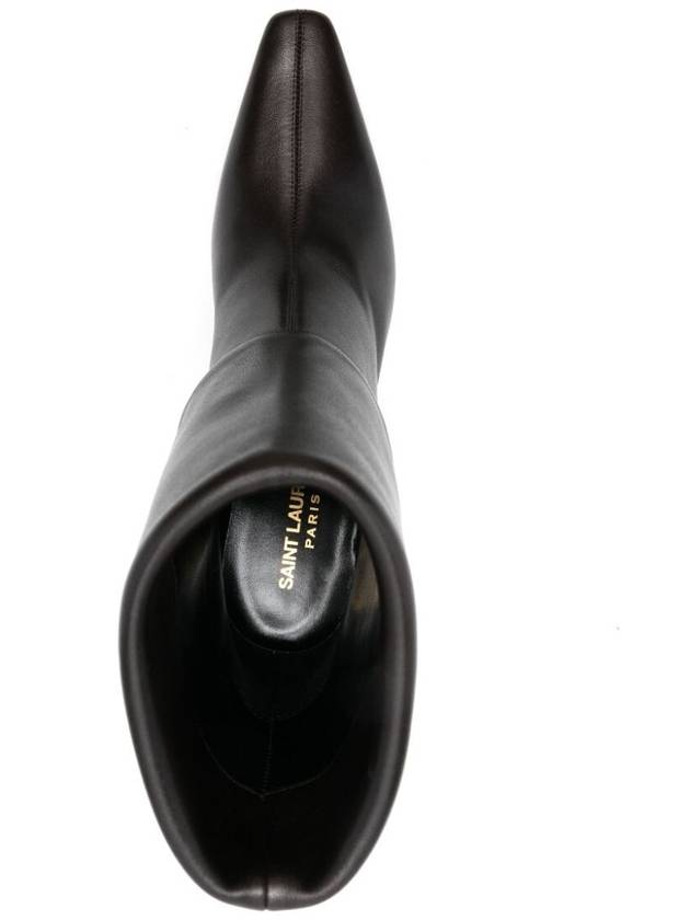 Saint Laurent Niki Leather Ankle Boots Eagle Brown