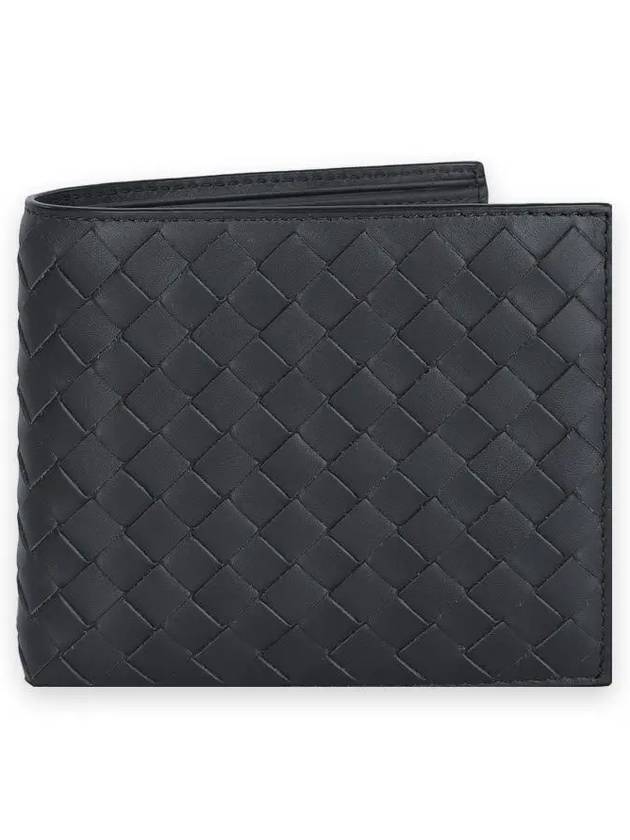 Bottega Veneta Men's Intrecciato Half Wallet Dark Grey