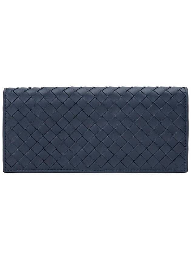Bottega Veneta Intrecciato Continental Long Wallet Navy