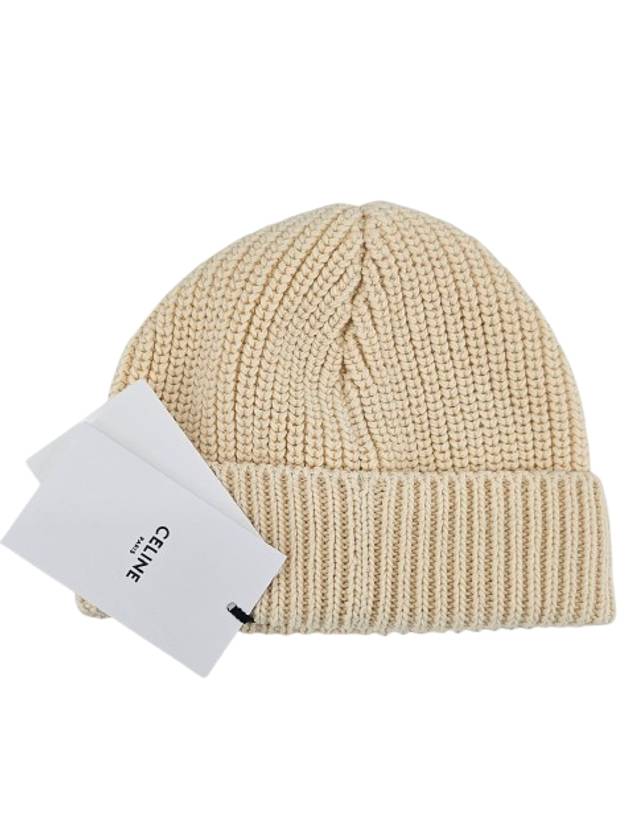 CELINE Triomphe Logo Cotton Beanie Ivory