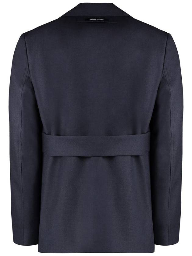 Fendi Single Breasted Wool Jacket Navy
