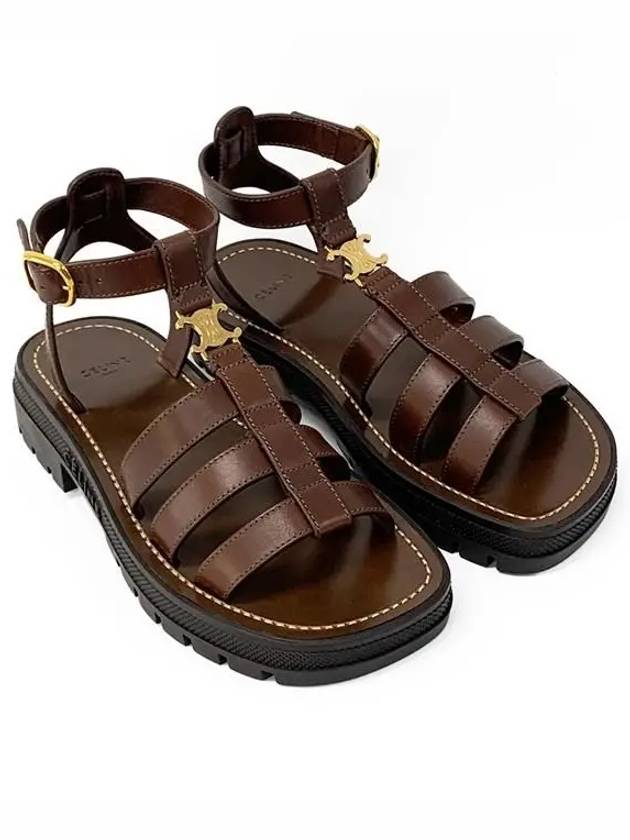 CELINE Clea Triomphe Gladiator Sandals Brown
