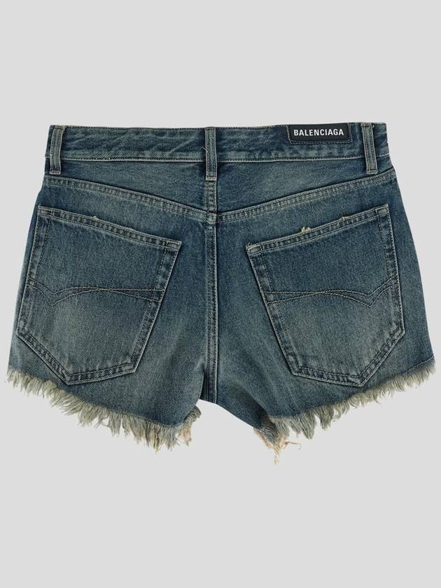 Balenciaga Back logo patch denim shorts blue