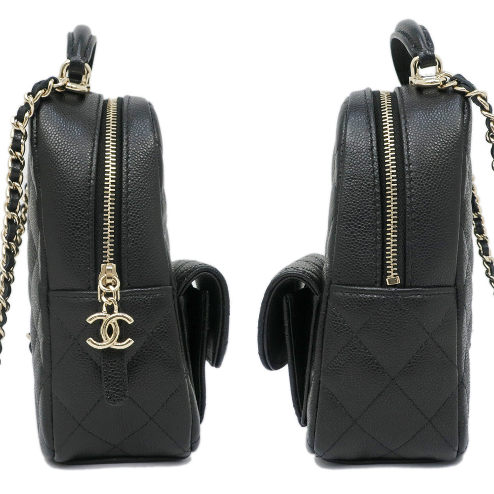 CHANEL 3WAY Backpack Mini Matrasse BK Black Caviar S Rucksack Shoulder Bag Handbag