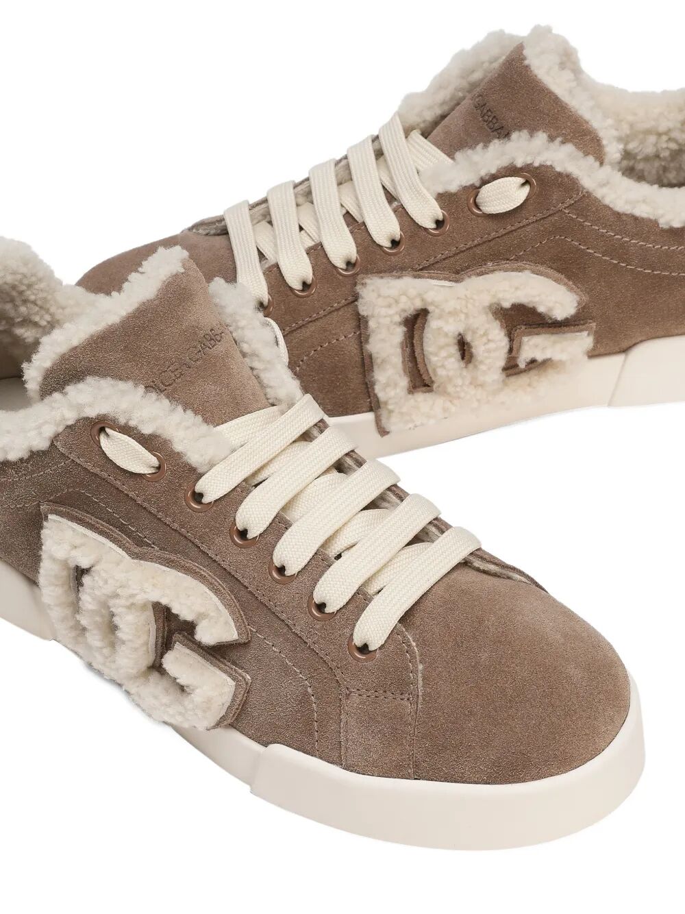 Dolce & Gabbana Women Suede Sneakers With Shearling Lining