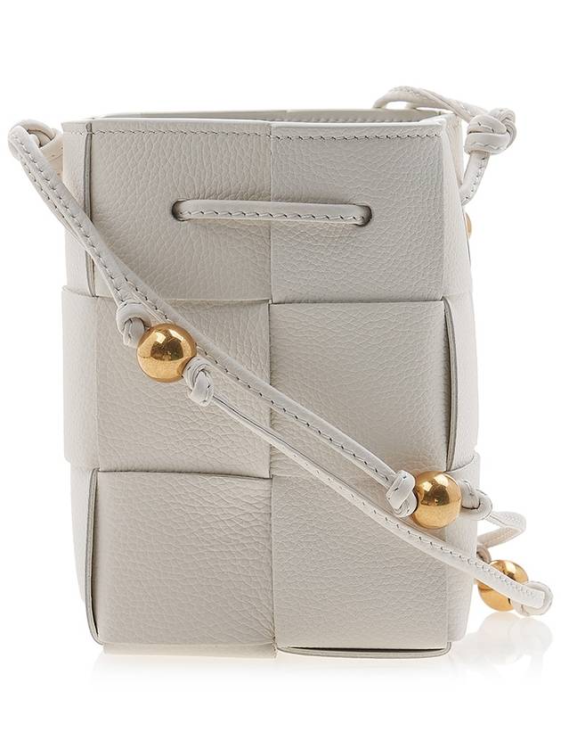Bottega Veneta Cassette Intrecciato Mini Bucket Bag White