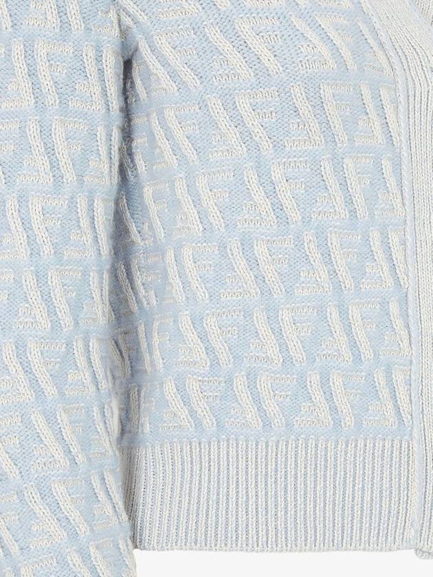 Fendi FF Cashmere Wool Cardigan Light Blue