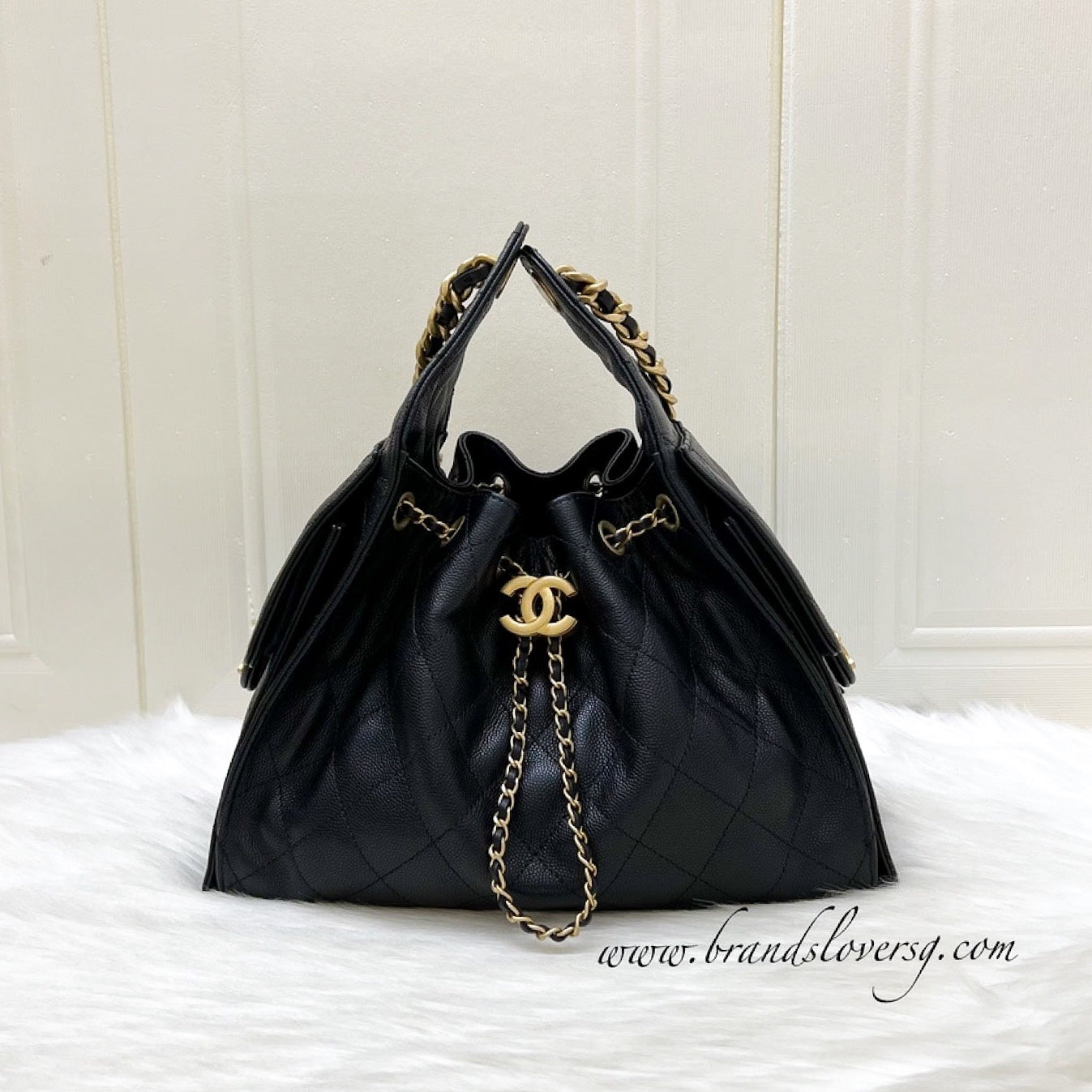 Chanel 25 Small Hobo Bag in Black Caviar and AGHW (Model: AS5293)