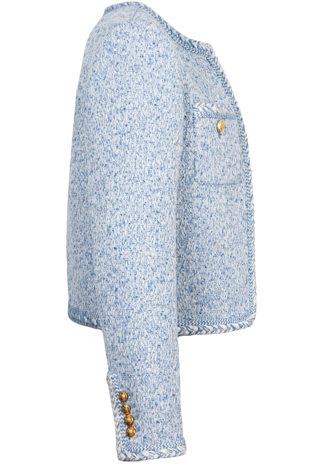 CELINE Tweed Jacket Blue White