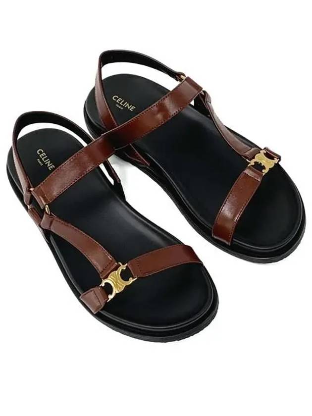 CELINE Maud Calfskin Triomphe Sandals Rust