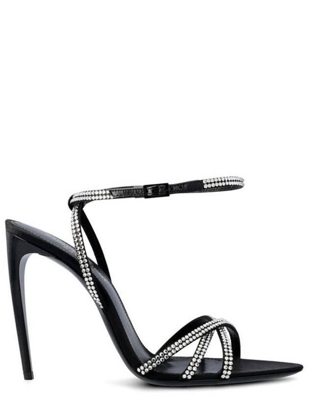 Saint Laurent BLACK SILK AVA SANDALS 7315581UUAC1067