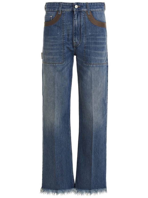 Fendi logo patch denim jeans blue