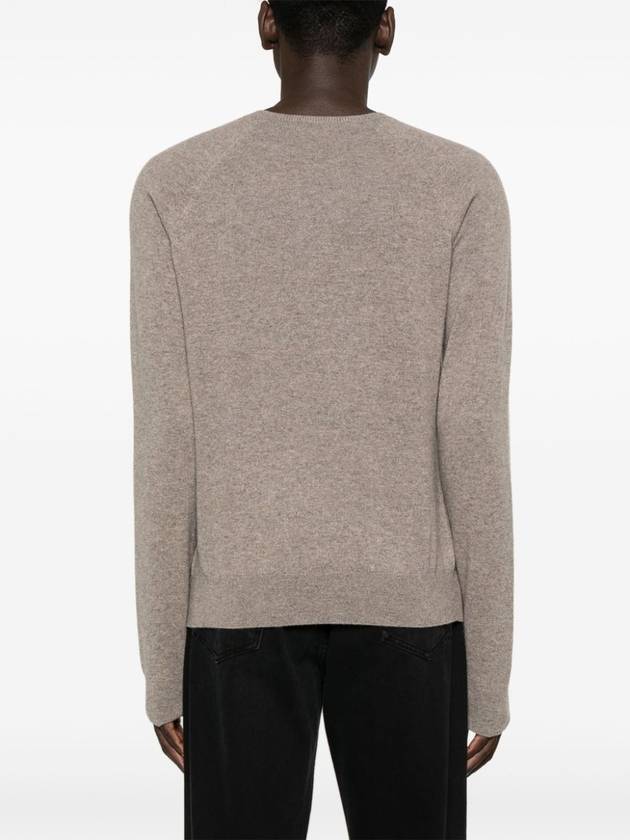 Saint Laurent Cassandre crew neck long sleeve knit top beige