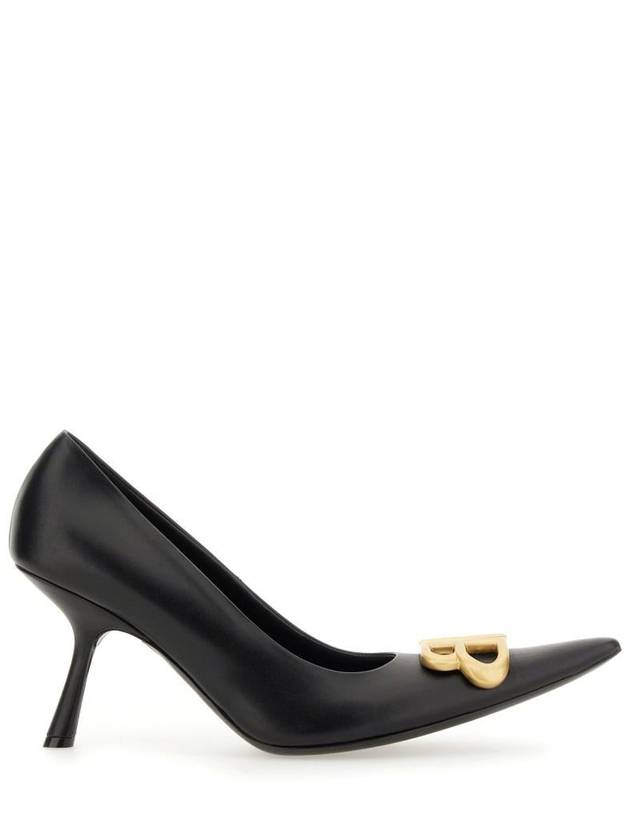 Balenciaga Women's Logo Plaque Pointed toe Heels BLACK