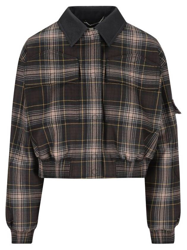 Fendi Tartan Wool Bomber Jacket Brown